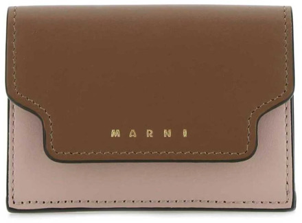 Tri-Fold Wallet Marni , Brown , Dames - ONE Size