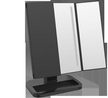 Tri-Gevouwen Verstelbare Licht Bar Make-Up Spiegel Licht Touch Screen Make-Up Spiegel 1X 2X 3X 10X Vergrootglas Spiegels 4 in 1 zwart