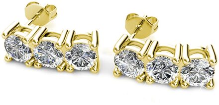 Tri-oorbellen - Goud en kristal - One Size