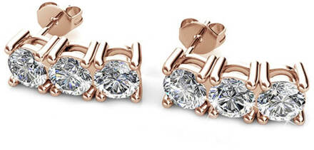 Tri-oorbellen - Roségoud en kristal - One Size