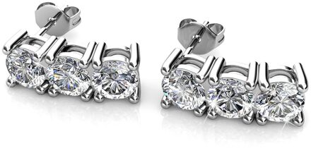 Tri-oorbellen - Zilver en kristal - One Size