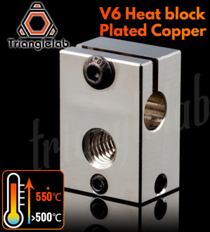 trianglelab PT100 V6 Plated Copper Heat Block For E3d V6 Hotend 3D Printer HeateD Block for Sensor Cartridge BMG Extruder TItan