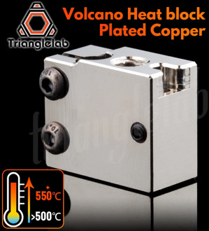 trianglelab PT100 Volcano Plated Copper Heat Block For E3d Volcano Hotend 3D Printer HeateD Block forBMG Extruder TItan