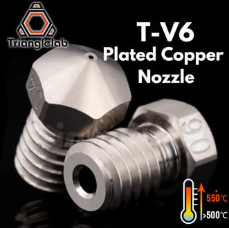trianglelab T-V6 Plated Copper Nozzle Durable non-stick high performance for 3D printers hotend M6 Thread for E3D V6 hotend