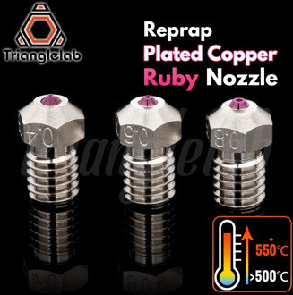 trianglelab T-V6 Plated Copper ruby nozzle Reprap v6 hotend Ultra high temperature Compatible with PETG ABS PEI PEEK NYLON