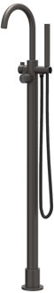Tribe Badmengkraan Vrijstaand - draaibare uitloop - 150cm - Doucheslang - Staafhanddouche - RVS316 - geborsteld carbon black PVD 6303114 Carbon black geborsteld (antraciet)