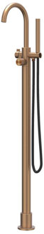 Tribe Badmengkraan Vrijstaand - draaibare uitloop - 150cm - Doucheslang - Staafhanddouche - RVS316 - geborsteld mat koper PVD 6303113 Koper geborsteld