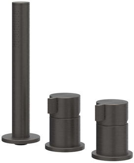 Tribe Badrandcombinatie - 3-weg - mengkraan - uittrekbare handdouche - zonder uitloop - RVS316 - geborsteld carbon black PVD 6301184 Carbon black geborsteld (antraciet)