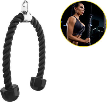 Tricep touw - trekkoord - pulley handgreep - zwart - fitness accessoire