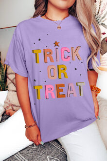 Trick or Treat Graphic T-shirt - maat L Paars