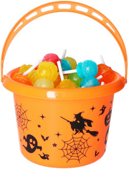 Trick or treat snoep emmer - horror - oranje - 18 x 16 cm