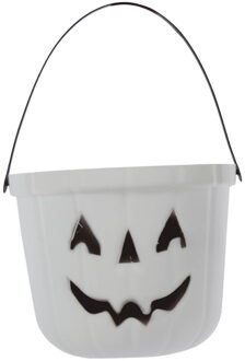 Trick or treat snoep emmertje - pompoen - glow in the dark - D20 cm - Feestdecoratievoorwerp