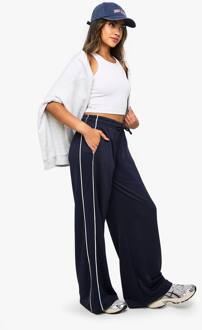 Tricot Zijpiping Rechte Pijp Jogger, Navy - M