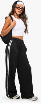 Tricot Zijstreeptape Jogger Met Rechte Pijpen, Black