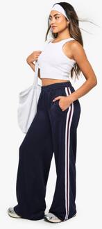 Tricot Zijstrookband Jogger Met Rechte Pijpen, Navy