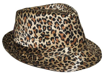 Trilby carnaval verkleed hoedje - met luipaard print - Verkleedkleding hoeden