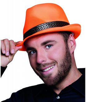 Trilby hoed - 2x stuks - oranje - volwassenen - 59 cm - verkleedhoed - Carnaval - Koningsdag