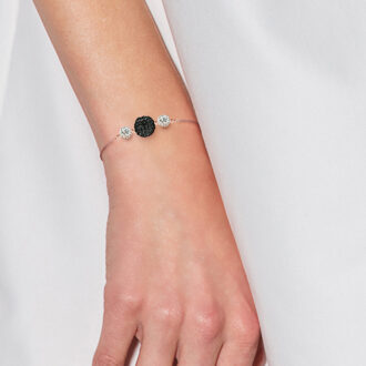 Trilogie armband kristal preciosa wit en zwart zilver 925 roze vergulde Zwart/wit - One Size