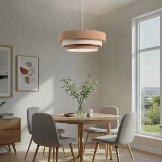Triniti hanglamp, beige/crème, Ø 60 cm, textiel beige, crème