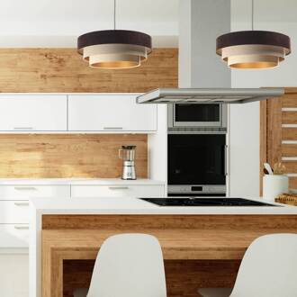 Triniti hanglamp, bruin/beige/crème, Ø 60 cm, textiel bruin, beige, crème