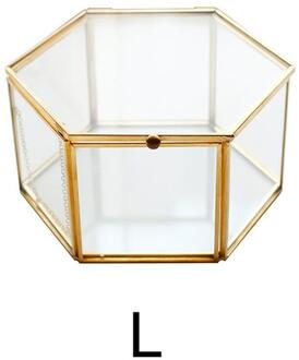 Trinket Doos Zeshoekige Transparante Glazen Ring Make Case Trouwring Box Eeuwige Bloem Glas Cover Innovatieve Home Decoratie 13.9x13.2x7.6CM