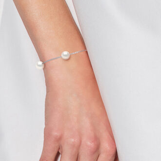 TRIO Bracelet Zoet Water kralen rond 89mm White 925 - maat Wit