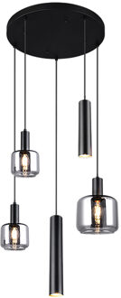 Trio leuchten Hanglamp Mataro 5 lichts Ø 55 cm zwart