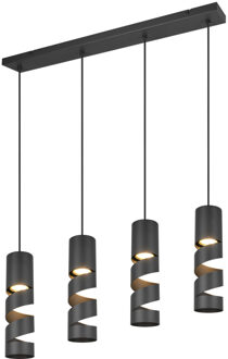 Trio leuchten Hanglamp Stream 4 lichts L 80 cm zwart