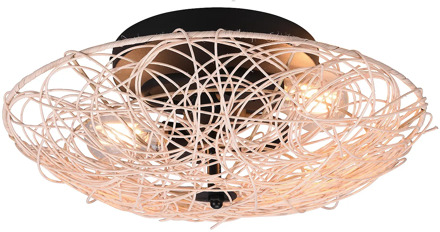 Trio leuchten Plafondlamp Lovis Ø 40 cm Rotan zwart beige
