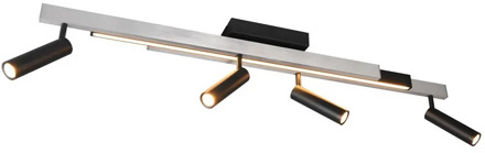 Trio leuchten Plafondlamp Zeno 4 lichts L 85 - 133 cm aluminium