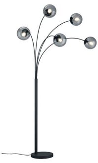 TRIO Moderne Vloerlamp Balini - Metaal - Grijs - Vloerlampen Woonkamer - 5 Lichts - Glas