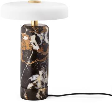 Trip LED oplaadbare tafellamp, gekleurd / wit, marmer, glas, IP44 donkergrijs, wit opaal