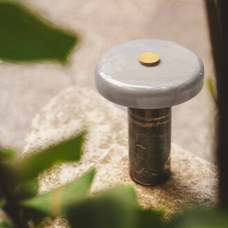 Trip LED oplaadbare tafellamp, grijs / grijs, marmer, glas, IP44 asgrijs, grijs