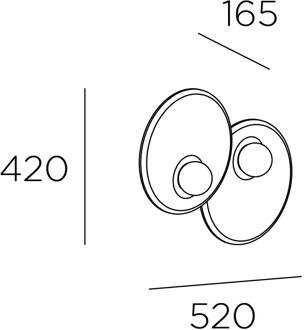 Trip wandlamp 2-lamps zwart metallic-zwart, opaal