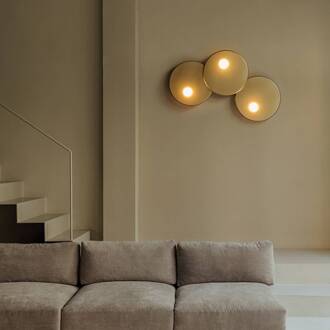 Trip wandlamp 3-lamps goud mat mat goud, opaal