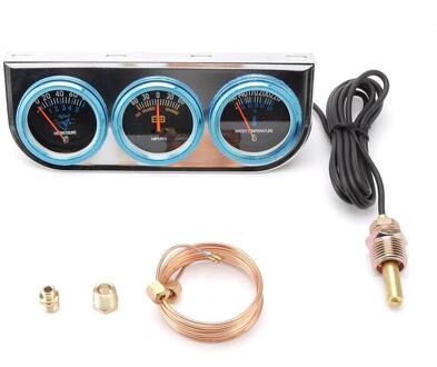Triple Gauge Kit Olie Druk Water Temp Gauge Chrome 2 "52Mm 3 In 1 Amp Meter Universa Auto meter Accessoires