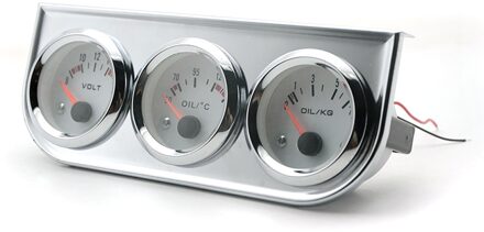 Triple Kit 52Mm Olie Temp Oliedruk Volt Gauge Meter Wit Gezicht Chrome Kit Met Sensoren