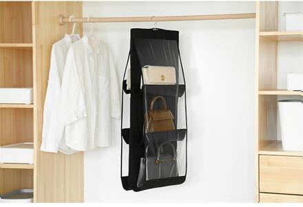 Triple Layer Opslag Opknoping Tas 6 Pocket Zakken Opslag Rugzak Handtas Opbergzakken Deur Muur Diversen Pouch Home Organisatie zwart