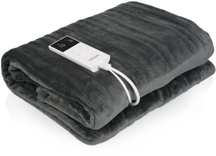 Tristar elektrische warmte omslagdeken BW-4781 - Fleece - 180 x 120 cm - 10 warmtestanden - wasmachinebestendig - Grijs