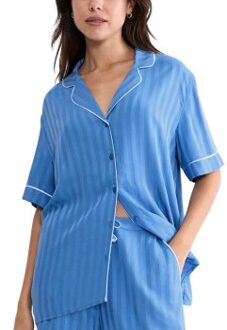 Triumph Amourette Jacquard Boyfriend Shirt Blauw,Roze - 36,38,40,42,44,46,48