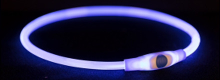 Trixie halsband voor hond usb flash light lichtgevend oplaadbaar blauw 65x0,8 cm