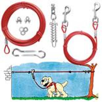 Trixie spanlijn voor hond met looplijn voor hond rood 15 mtr