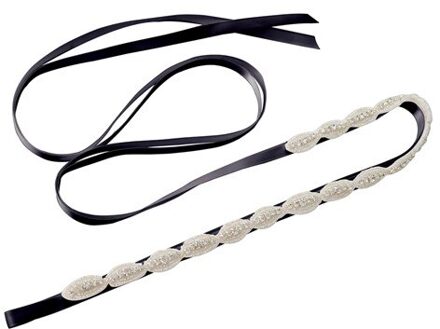 Trixy S102 Riem Voor Vrouwen Trouwjurken Sash Riem Hoofdband Patch Fabriek Direct Bruids Riem Kralen Applique zwart