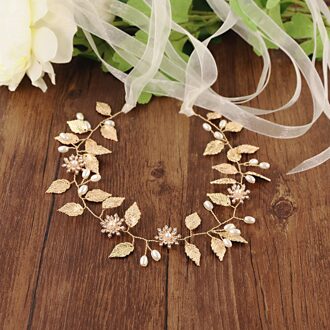 Trixy SH110 Prachtige Gouden Bladeren Bruiloft Riem Legering Bloem Bruids Riem Kralen Riemen Voor Bruidsjurken Jewel Riem Riem ivoor organza