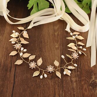 Trixy SH110 Prachtige Gouden Bladeren Bruiloft Riem Legering Bloem Bruids Riem Kralen Riemen Voor Bruidsjurken Jewel Riem Riem ivoor