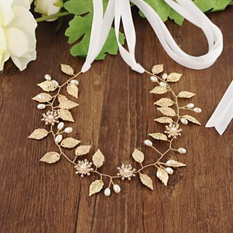 Trixy SH110 Prachtige Gouden Bladeren Bruiloft Riem Legering Bloem Bruids Riem Kralen Riemen Voor Bruidsjurken Jewel Riem Riem wit