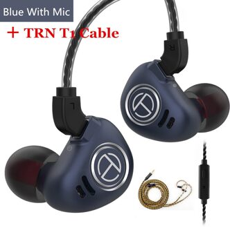 Trn V90 4BA + 1DD Hybrid Metal In Ear Oortelefoon Hifi Iem Dj Monitor Running Sport Oortelefoon Oordopje Headset Headplug BA5 V80 Zsx C12 blauw met mic T1
