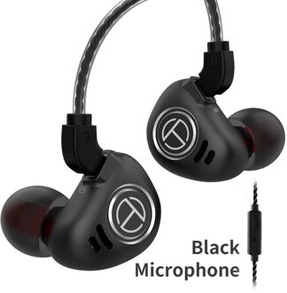 Trn V90 4BA + 1DD Hybrid Metal In Ear Oortelefoon Hifi Iem Dj Monitor Running Sport Oortelefoon Oordopje Headset Headplug BA5 V80 Zsx C12 zwart met mic