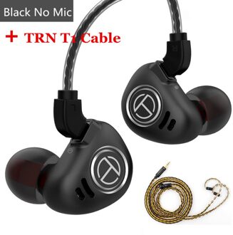 Trn V90 4BA + 1DD Hybrid Metal In Ear Oortelefoon Hifi Iem Dj Monitor Running Sport Oortelefoon Oordopje Headset Headplug BA5 V80 Zsx C12 zwart nee mic T1
