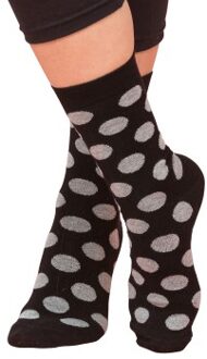 Trofe Bamboo Dot Socks 2 stuks Zwart,Grijs,Wit - Maat 35/38,Maat 39/42